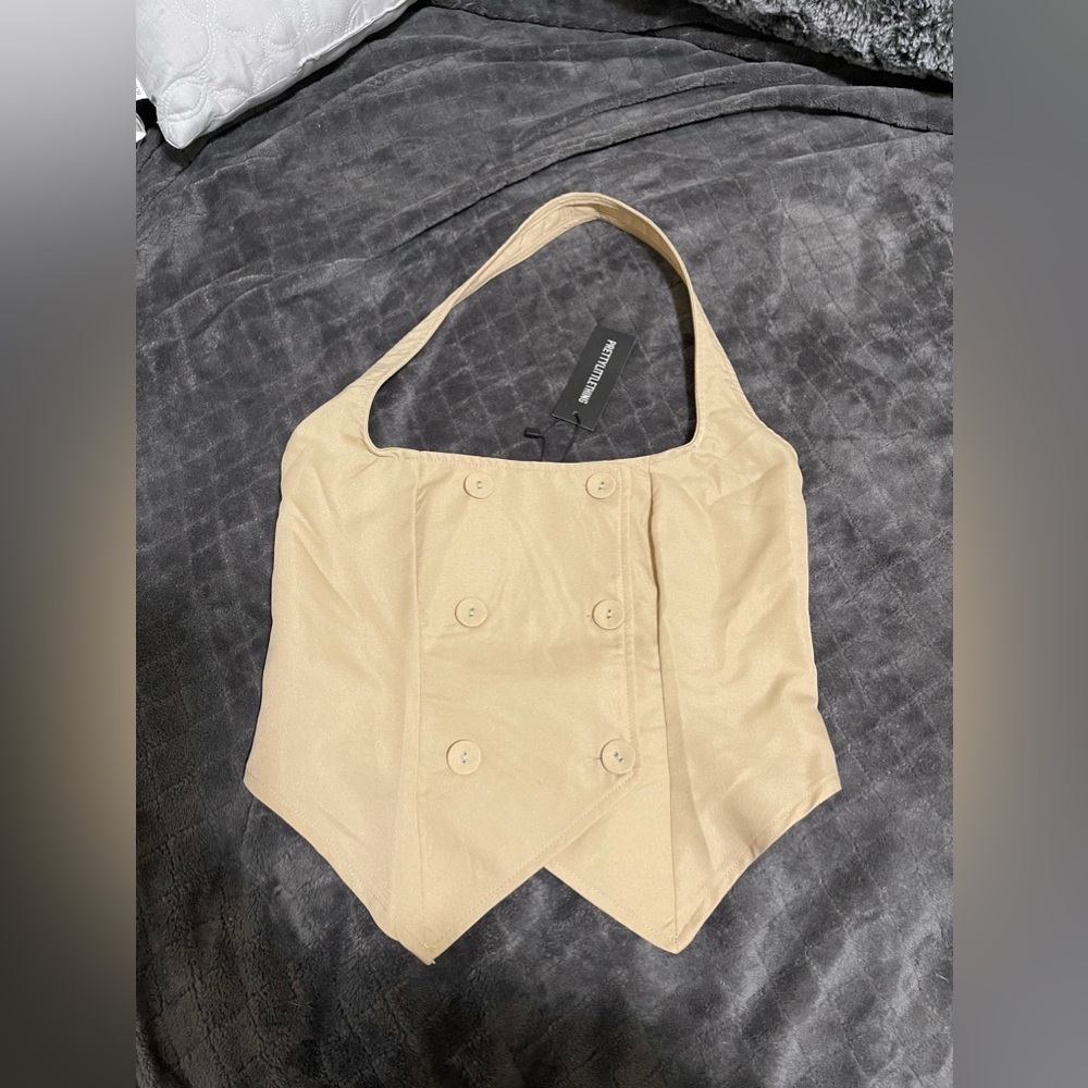 HALTER NECK BUTTON DETAIL WAIST COAT